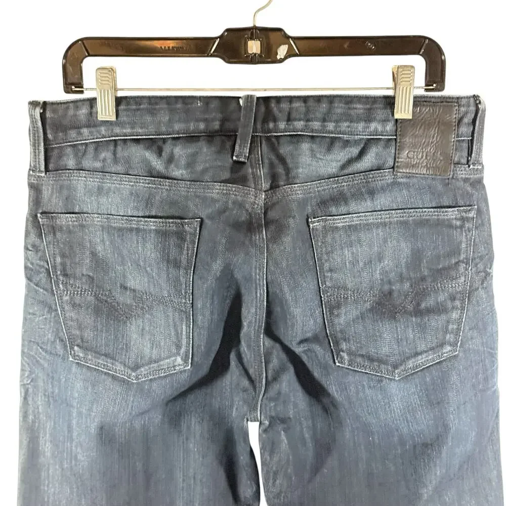 Guess Men's 33x30 Dark Blue Wash Lincoln Slim Straight Fit Cotton Blend Jeans